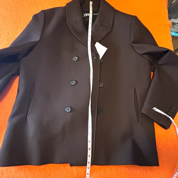 Zara dark brown double breasted button blazer coat NWT - Picture 12 of 14